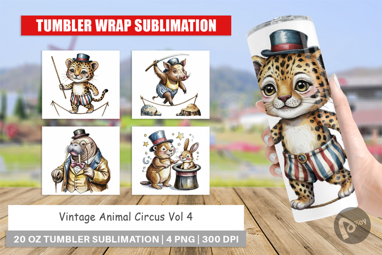 Tumbler Vintage Animal Circus