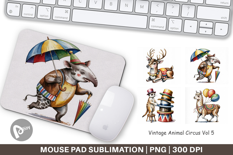 Mouse Pad Vintage Animal Circus