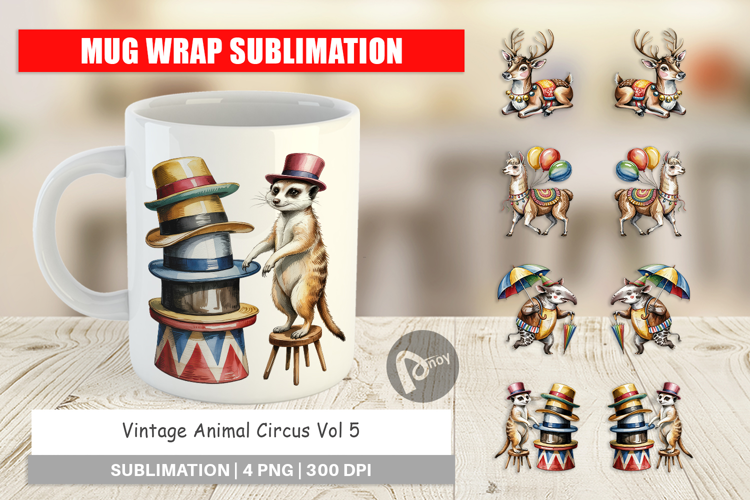 Mug Wrap Vintage Animal Circus