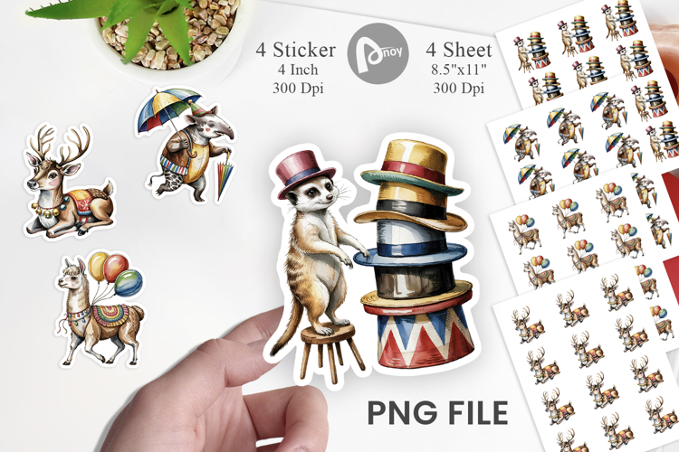 Vintage Animal Circus Sticker