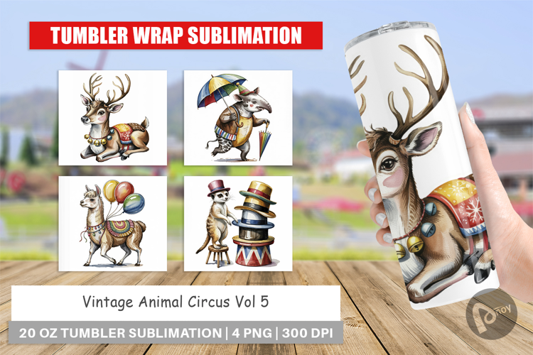 Tumbler Vintage Animal Circus