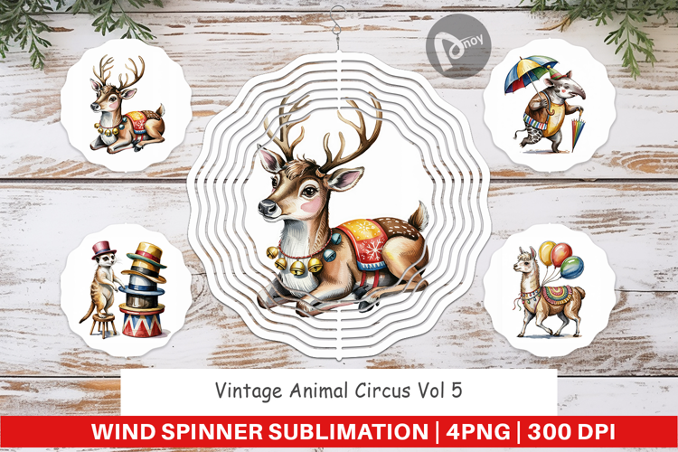 Wind Spinner Vintage Animal Circus