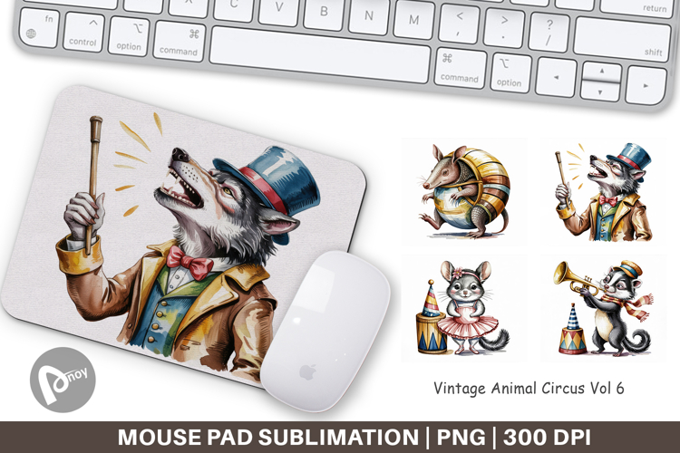 Mouse Pad Vintage Animal Circus