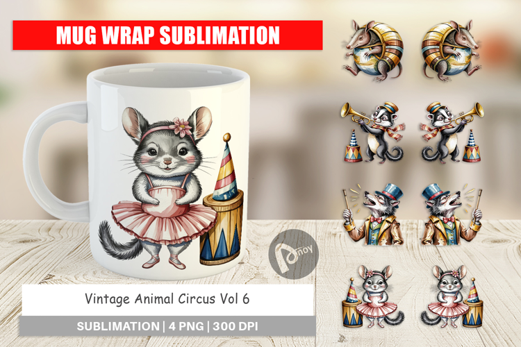 Mug Wrap Vintage Animal Circus