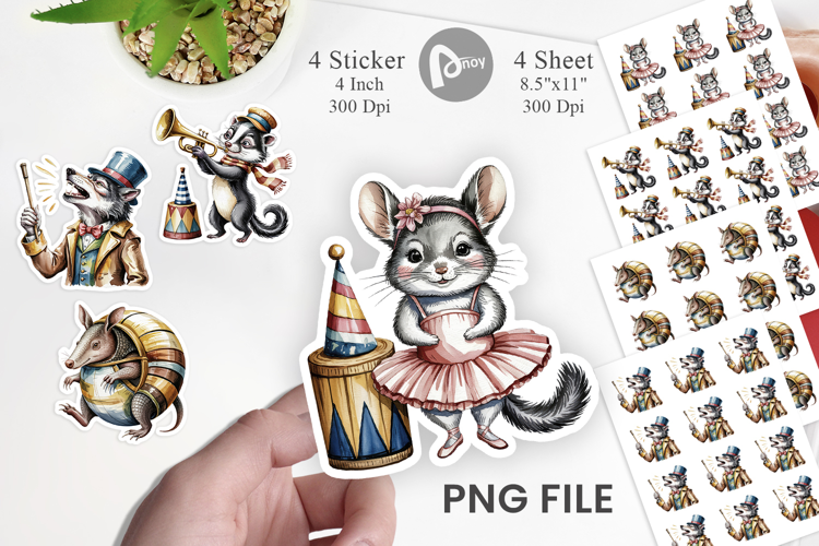Vintage Animal Circus Sticker