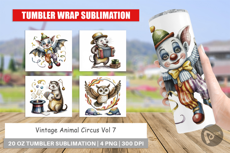Tumbler Vintage Animal Circus