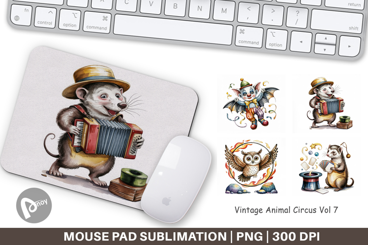 Mouse Pad Vintage Animal Circus