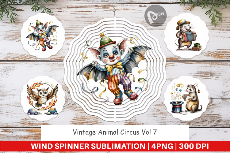 Wind Spinner Vintage Animal Circus