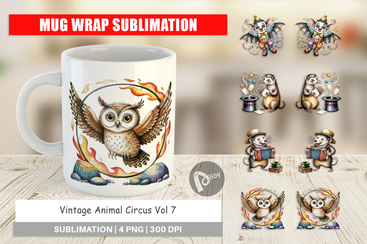 Mug Wrap Vintage Animal Circus
