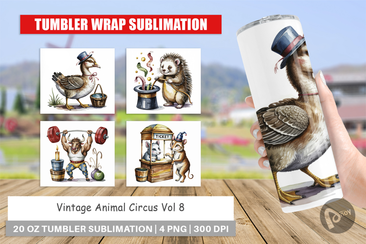 Tumbler Vintage Animal Circus