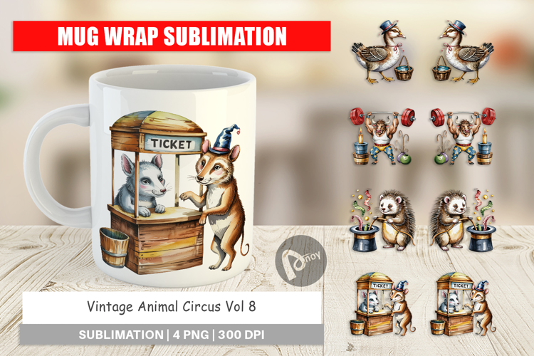 Mug Wrap Vintage Animal Circus