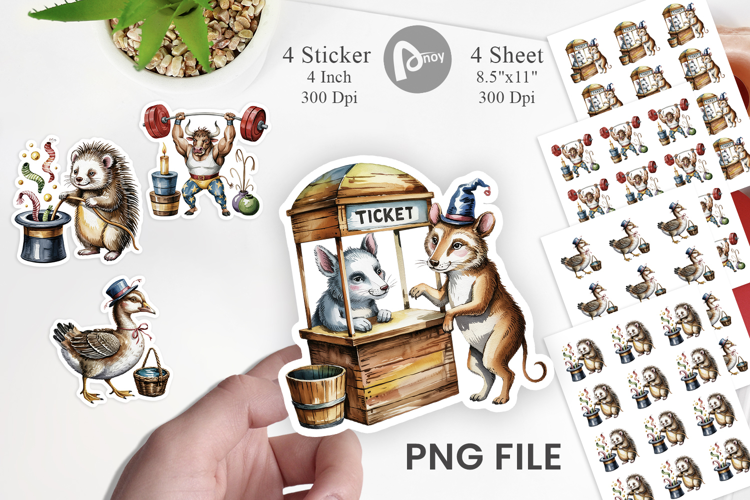 Vintage Animal Circus Sticker