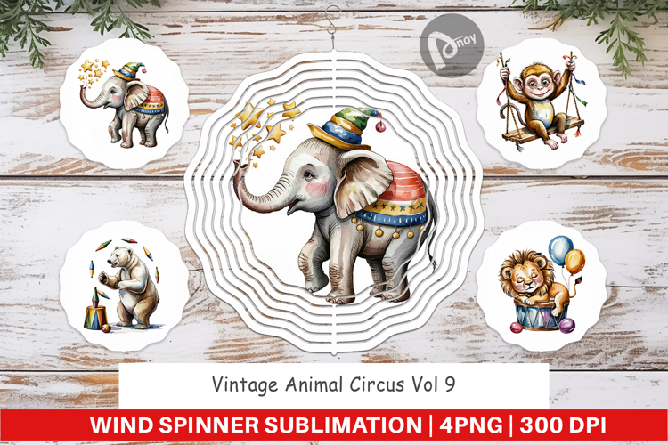 Wind Spinner Vintage Animal Circus