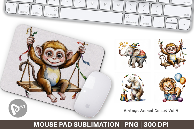 Mouse Pad Vintage Animal Circus