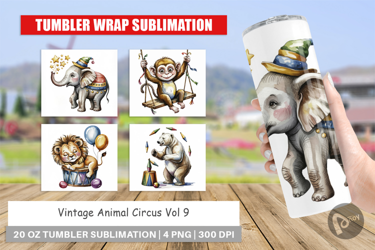 Tumbler Vintage Animal Circus