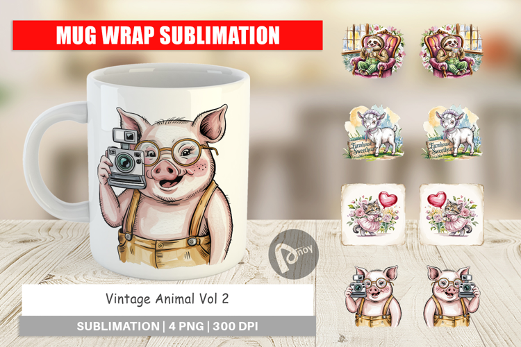 Mug Wrap Vintage Animal