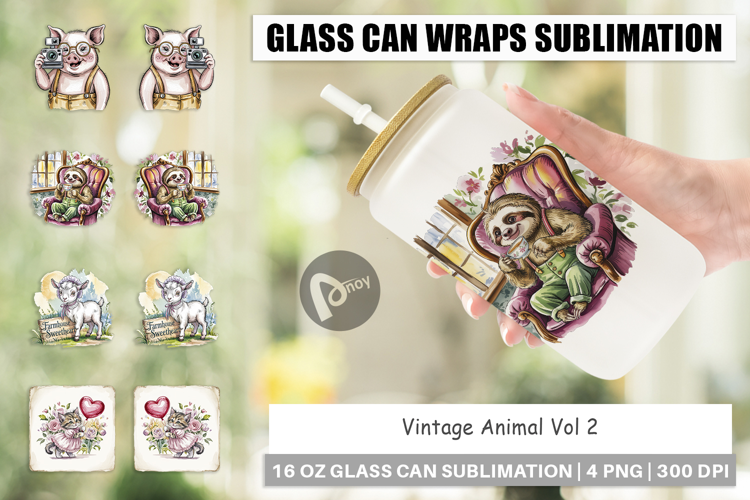 Glass Can Vintage Animal