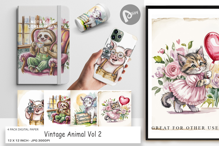 Digital Paper Vintage Animal