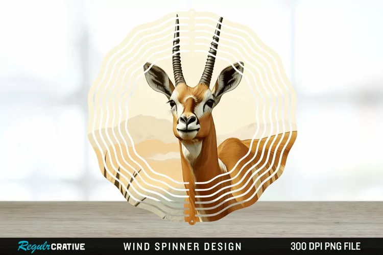 Vintage Antelope Spinner Sublimation Design PNG