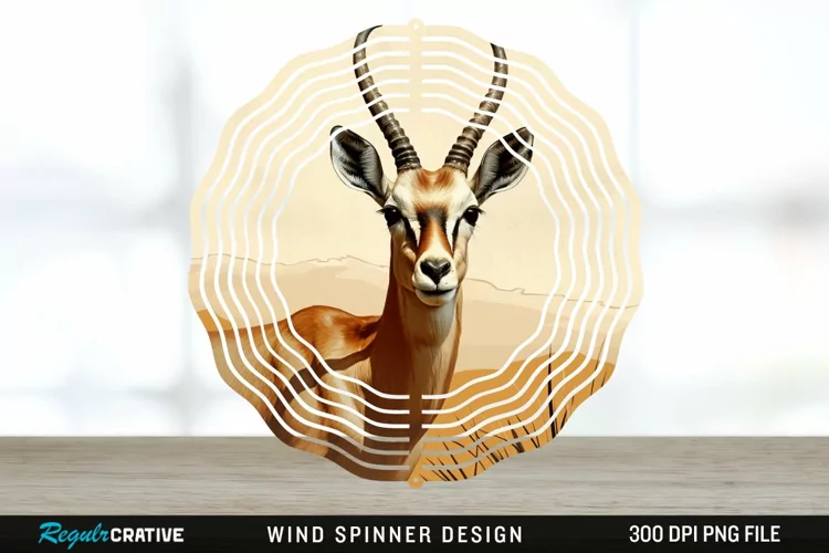 Vintage Antelope Spinner Sublimation Design PNG