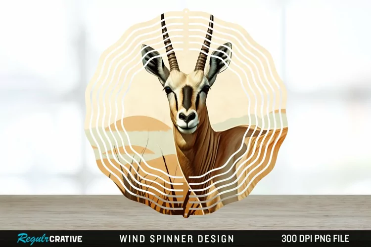 Vintage Antelope Spinner Sublimation Design PNG