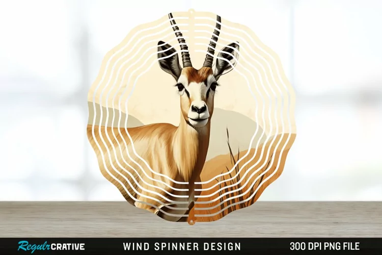 Vintage Antelope Spinner Sublimation Design PNG