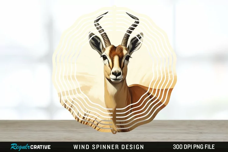 Vintage Antelope Spinner Sublimation Design PNG