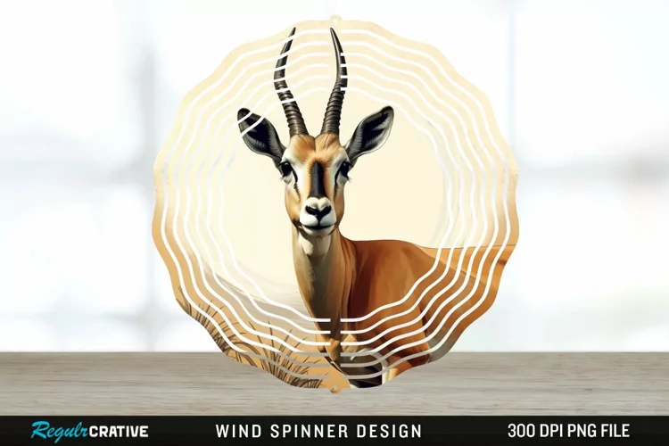 Vintage Antelope Spinner Sublimation Design PNG