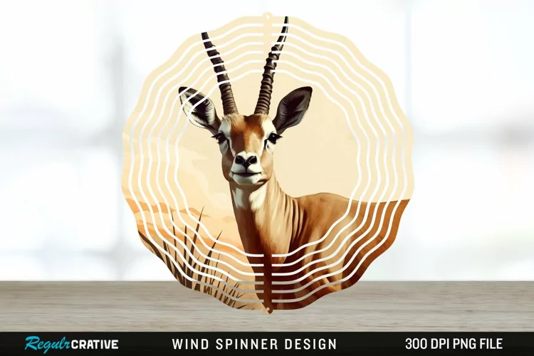 Vintage Antelope Spinner Sublimation Design PNG