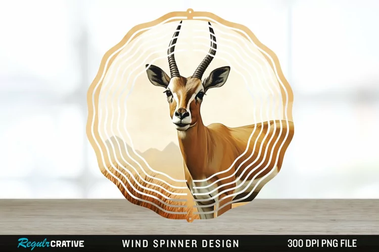 Vintage Antelope Spinner Sublimation Design PNG