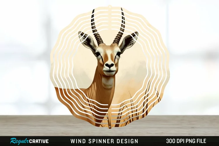 Vintage Antelope Spinner Sublimation Design PNG