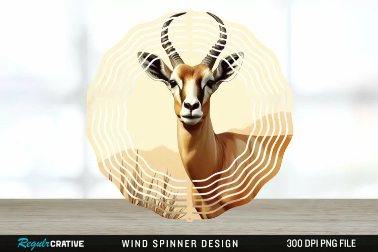 Vintage Antelope Spinner Sublimation Design PNG