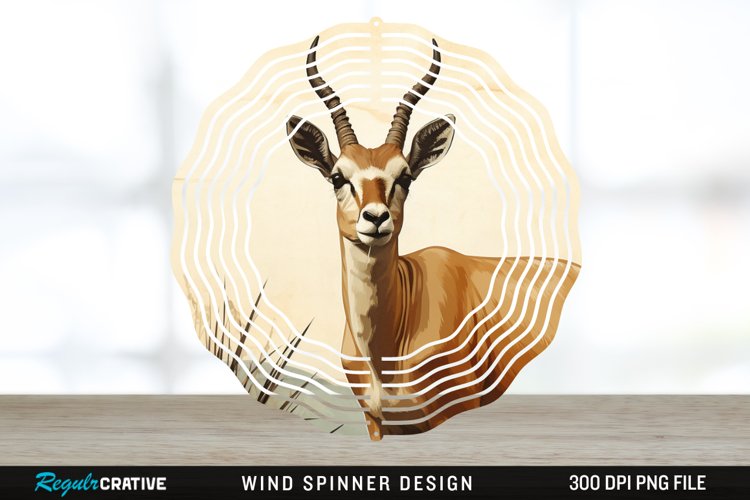 Vintage Antelope Spinner Sublimation Design PNG example image 1