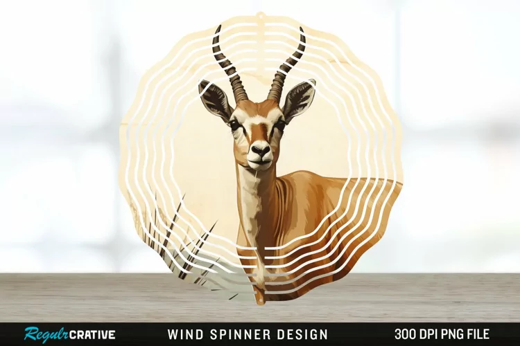 Vintage Antelope Spinner Sublimation Design PNG