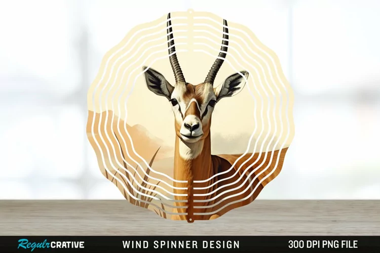 Vintage Antelope Spinner Sublimation Design PNG