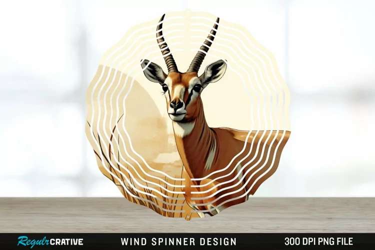 Vintage Antelope Spinner Sublimation Design PNG