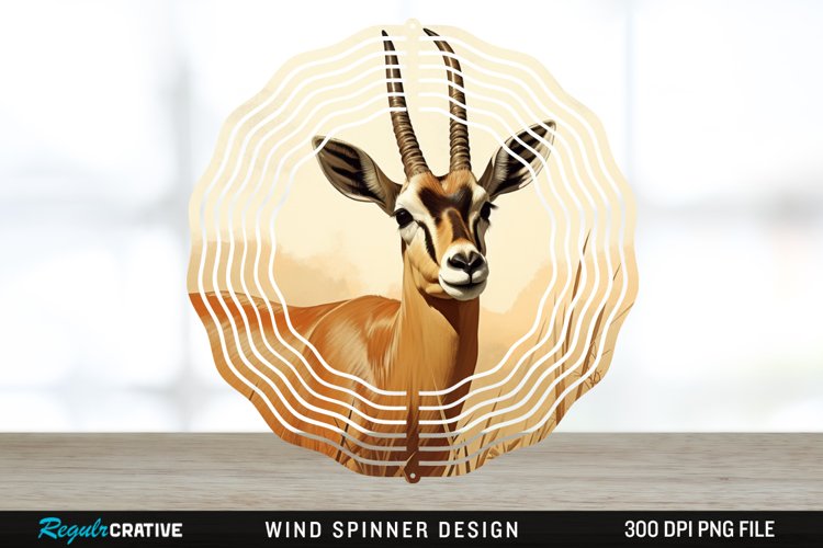 Vintage Antelope Spinner Sublimation Design PNG example image 1