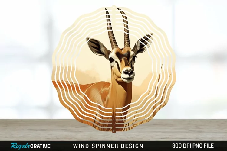 Vintage Antelope Spinner Sublimation Design PNG