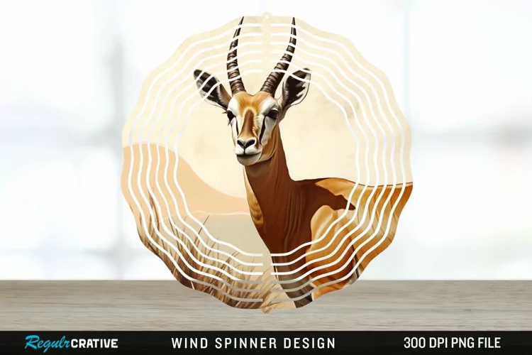 Vintage Antelope Spinner Sublimation Design PNG