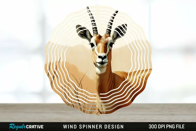 Vintage Antelope Spinner Sublimation Design PNG
