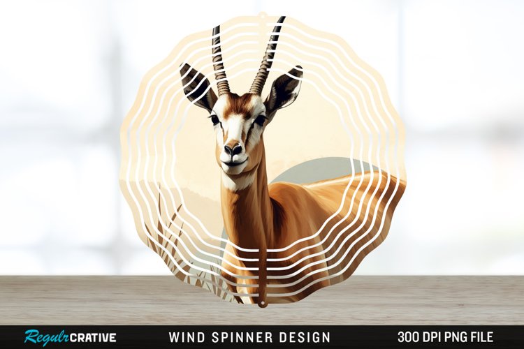 Vintage Antelope Spinner Sublimation Design PNG example image 1