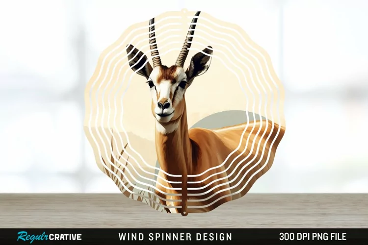 Vintage Antelope Spinner Sublimation Design PNG