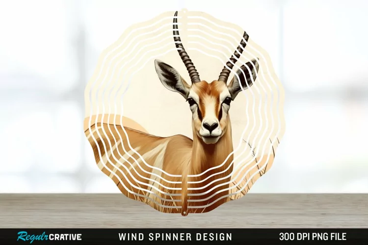 Vintage Antelope Spinner Sublimation Design PNG
