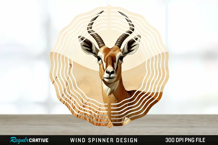 Vintage Antelope Spinner Sublimation Design PNG