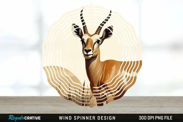 Vintage Antelope Spinner Sublimation Design PNG