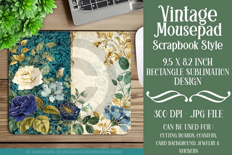 Vintage Mousepad, Sublimation Mousepad, Scrapbook Style, d1