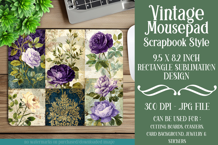 Vintage Scrapbook Style Mousepad Sublimation Design, d17