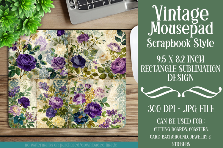 Vintage Mousepad, Sublimation Mousepad, Scrapbook Style, d20