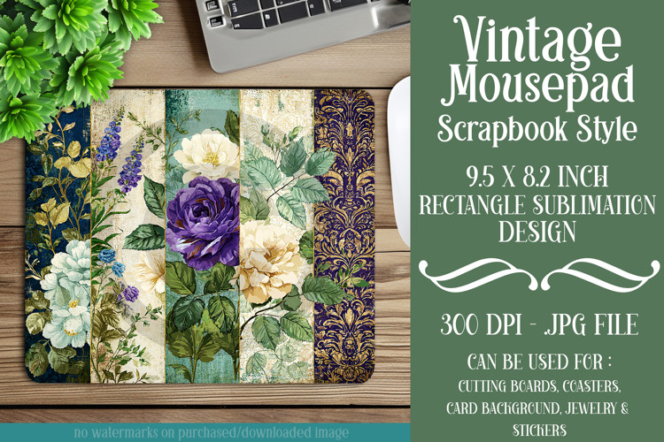 Vintage Scrapbook Style Mousepad Sublimation Design, d27