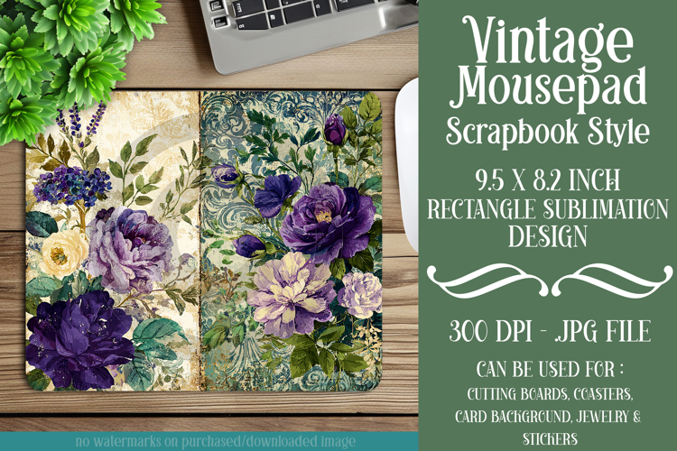 Vintage Mousepad, Sublimation Mousepad, Scrapbook Style, d35